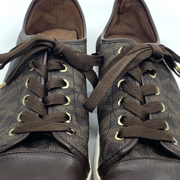 Michael Kors Womens Logo City Sneakers Shoes Brown Size 9.5M 001109 Lace Up - Picture 11 of 15